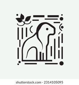 Modern and simple dog sitting wall art. Minimal continuous line art wall decoration. Animal wall Decorations. Scandinavian Minimalist home Decorations. Vector Illustration.