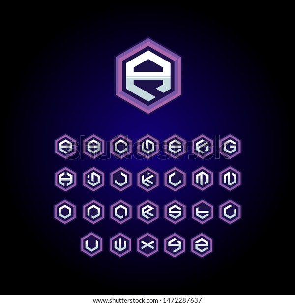 現代的な単純なeスポーツテンプレートフォント ゲームフォントのロゴ ポスターエレメント 六角形の文字のアルファベット Initials Esportsロゴ のベクター画像素材 ロイヤリティフリー