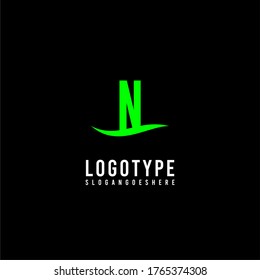 modern simple ecology green N logotype design concept