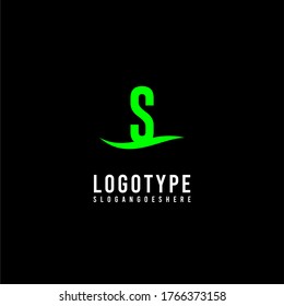 modern simple ecology green S logotype design concept