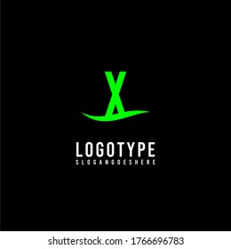 modern simple ecology green X logotype design concept