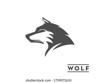 modern simple elegance head wolf side view art logo, symbol design illustration