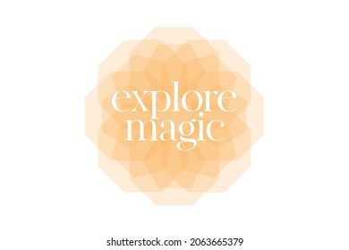 Diseño gráfico moderno, simple y elegante de un dicho "Explore Magic" en color amarillo. Arte vectorial gráfico moderno, urbano y moderno con tipografía sérica.
