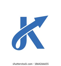 Modern, simple and elegant letter K logo with arrow element for financial business, company, property, architecture