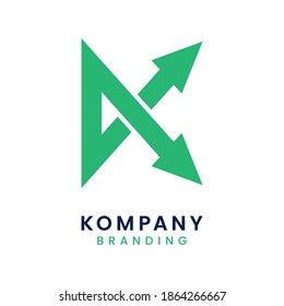 Logotipo de letra K moderna, simple y elegante con elemento de flecha para negocios financieros, empresa, propiedad, arquitectura