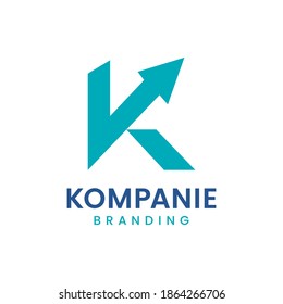 Modern, simple and elegant letter K logo with arrow element for financial business, company, property, architecture