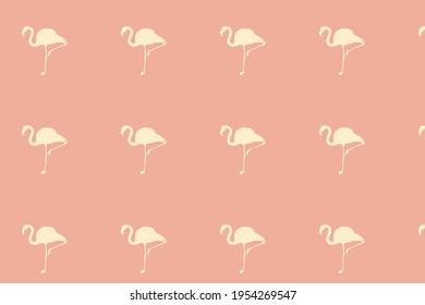 Modern simple fauna illustration. Beige flamingos on a light pink background. Design logo print. Template for your business.