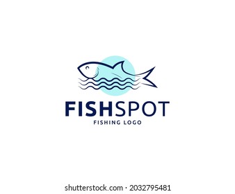Modern simple fishing fish logo or seafood emblem design