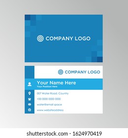 Modern Simple Flat Business Card Template Design With Blue Color, Professional Business Card Vector Editable