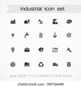 Modern simple flat design industrial icons with reflection
