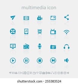 Modern simple flat design multimedia icons