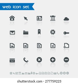 Modern simple flat design web icons with reflection