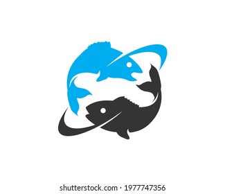 modern simple flat fishing company with orbit circle