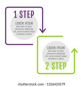 Modern and simple flat vector illustration. Infographic template with two dots, elements, squares, percentages. Designed for business, presentations, web design, interface 2 step diagrams