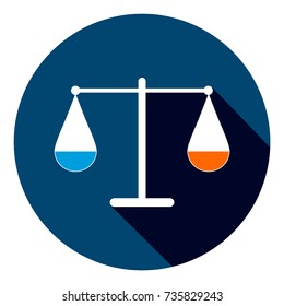 Modern and simple flat vector illustration. Icon of justice. An image in the form of scales with bowls for a website, presentation, application, interface.