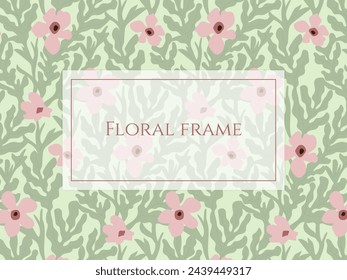 Modern simple floral background. Vector florals with frame for text or other purpose. Spring flowers frame.