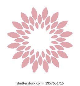 Modern and simple flower illustration. Leaf elements in radial composition. Logo template design. Pink floral symbol. Abstract ornament.