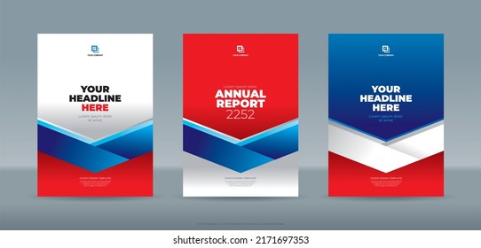Modern simple folded blue white ribbon cover template for annual report, magazine, booklet, proposal, portofolio, brochure, poster
