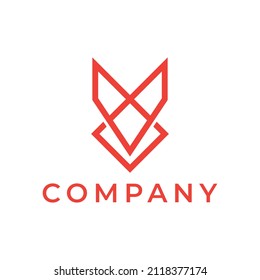 modern and simple fox line logo design