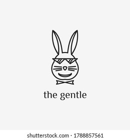 plantilla moderna y sencilla de logotipo de conejo suave