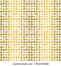 Modern simple geometric seamless vector pattern with golden rectangular maze texture on white background. Suitable for wallpaper, prints, wrapping paper and web background.