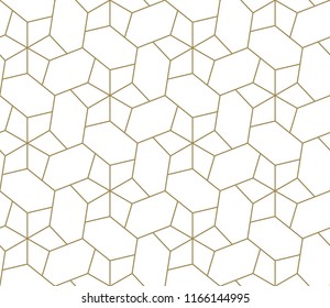 Modern simple geometric vector seamless pattern with gold line texture on white background. Light abstract wallpaper, bright tile backdrop