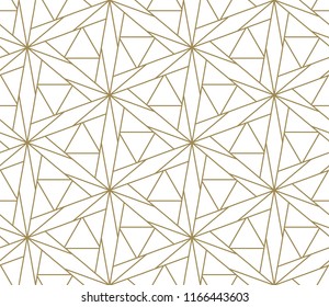 Modern simple geometric vector seamless pattern with gold line texture on white background. Light abstract wallpaper, bright tile backdrop.