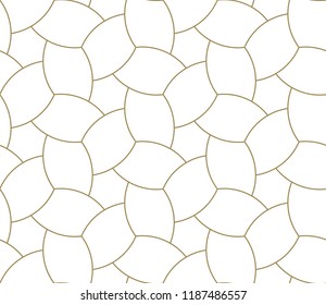 Modern simple geometric vector seamless pattern with gold line texture on white background. Light abstract wallpaper, bright tile backdrop.