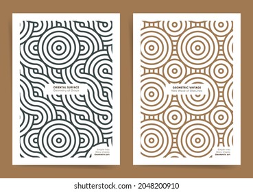 Modern simple geometric wavy lines poster design templates. Asian trendy style cover templates for business posters, layouts, brochures, flyers. Japanese business design templates.