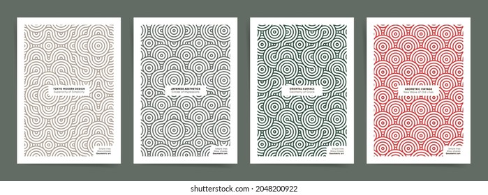 Modern simple geometric wavy lines poster design templates. Asian trendy style cover templates for business posters, layouts, brochures, flyers. Japanese business design templates.