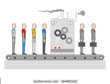 Modern simple graphic of men transforming into professional businessman