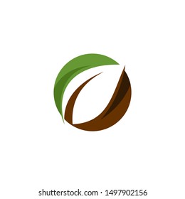 modern simple green leaf circle logo. green leaf eco logo template - vector