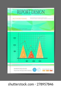 Modern, simple, green, white, abstract book, brochure, report, flyer, template design with orange, red graph, text