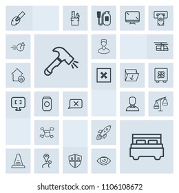 Modern, simple, grey vector icon set with weight, equipment, shield, route, closed, protection, scale, tin, launch, human, metal, balance, male, man, boy, computer, container, profile, double icons