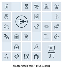 Modern, simple, grey vector icon set with comfortable, vision, fashion, video, male, email, glasses, folder, abstract, online, recycling, interior, projection, leather, communication, drop, web icons