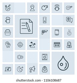 Modern, simple, grey vector icon set with audio, housework, sound, action, megaphone, liquid, employee, loudspeaker, night, water, business, announcement, star, drink, loud, rain, machine, music icons