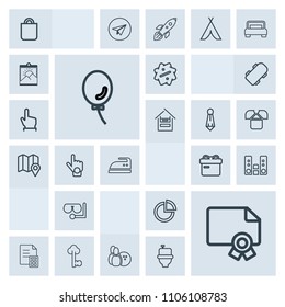 Modern, simple, grey vector icon set with achievement, frame, present, music, key, certificate, equipment, sign, audio, lock, box, finance, sale, bag, ball, old, sea, financial, ribbon, discount icons