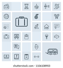 Modern, simple, grey vector icon set with travel, bus, parachute, wallet, seafood, web, jump, fire, money, extreme, white, toilet, cash, download, pen, book, finance, business, mobile, sea, bank icons