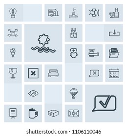 Modern, simple, grey vector icon set with morning, double, sign, clothing, body, presentation, cafe, glass, drawer, communication, nature, jump, work, cup, eye, extreme, sky, sunrise, time, chat icons