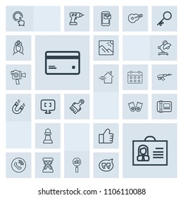Modern, simple, grey vector icon set with technology, photography, chessboard, flipper, scenery, button, time, game, photo, call, internet, finger, circle, summer, strategy, stationary, concept icons