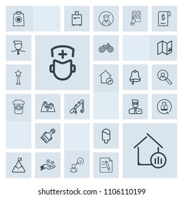 Modern, simple, grey vector icon set with hand, complete, unlock, dessert, transportation, lock, medical, cycle, bike, account, house, brush, open, online, property, hospital, sky, sweet, retail icons