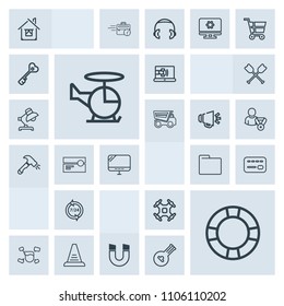 Modern, simple, grey vector icon set with step, help, business, home, transport, internet, call, inflatable, pole, drone, credit, ladder, pool, communication, field, male, boy, concept, house icons