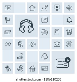 Modern, simple, grey vector icon set with message, investment, web, fun, audio, internet, woman, money, stadium, dollar, music, lady, young, headset, electric, pitch, sport, girl, kite, sky, joy icons