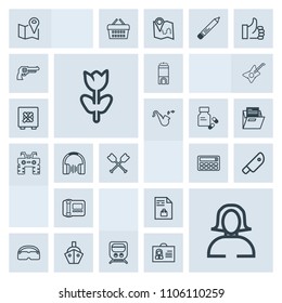 Modern, simple, grey vector icon set with cut, nature, transport, glasses, button, map, room, market, floral, vessel, travel, road, train, list, sea, stationary, woman, lady, girl, supermarket icons - Shutterstock ID 1106110259