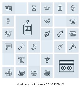 Modern, simple, grey vector icon set with axe, sound, white, tool, website, female, satellite, internet, screwdriver, glass, classic, music, remote, tape, technology, car, communication, juice icons