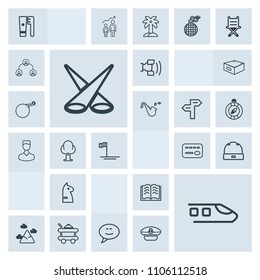 Modern, simple, grey vector icon set with light, landscape, railway, hygiene, bubble, cell, fashion, head, care, page, hotel, cap, strategy, food, literature, brush, technology, nature, hat, sky icons