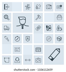 Modern, simple, grey vector icon set with note, blank, new, team, unpacking, pencil, paper, workout, security, service, door, forbidden, winner, protection, tool, cardboard, business, center icons