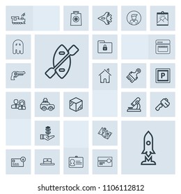Modern, simple, grey vector icon set with travel, growth, hat, sack, life, safety, fashion, location, lock, identity, security, axe, bag, water, paddle, nature, head, map, tree, tool, transport icons