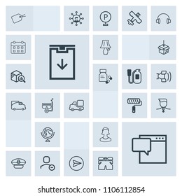 Modern, simple, grey vector icon set with success, download, captain, web, medal, delete, competition, message, sign, bubble, avatar, lorry, speech, global, navy, cap, email, sailor, vehicle icons