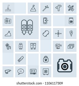 Modern, simple, grey vector icon set with finance, construction, equipment, architecture, building, military, war, saw, money, speech, leather, castle, style, chat, bubble, button, photographer icons